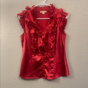 Twentyone Hot Pink Sleeveless Blouse with Ruffled Details and Buttoned Accents